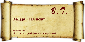 Balya Tivadar névjegykártya